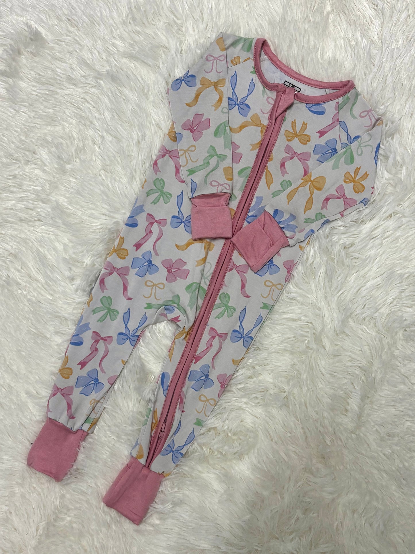 Pastel Bow Dreams - Zip Romper